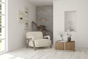 Modern interior design with armchair