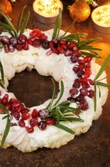 Christmas wreath made of meringue