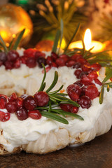 Christmas wreath made of meringue