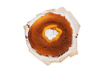 Pao de Lo, the Portuguese sponge cake shown in its most traditional form, with the typical paper...