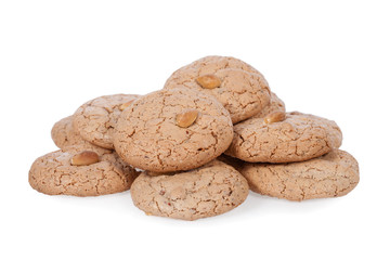 Almendrados, a typical and traditional almond biscuit from the Algarve region of Portugal, isolated on white background