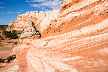 Sandstone waves and tower in Northern Arizona
