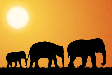 Family of elephant in Africa vector