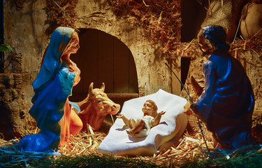 Christmas Nativity scene - obrazy, fototapety, plakaty