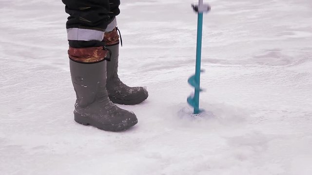 Fisher bore winter ice