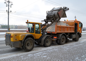 Fototapeta premium Snow removal from roads.