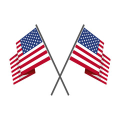 Two crossed american flag vector.