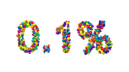 Bright colorful naught point one percent symbol