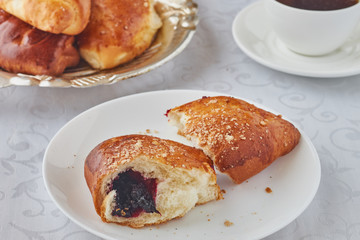 Delicious fresh homemade baked patties with currants