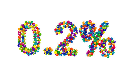 Point two percent made from multicolored spheres