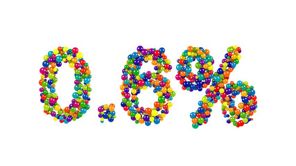 Point six percent made from colorfull balls