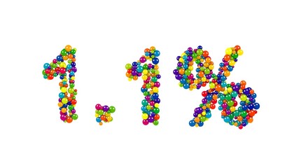 Colorful candy sweets arranged in shape of 1.1%