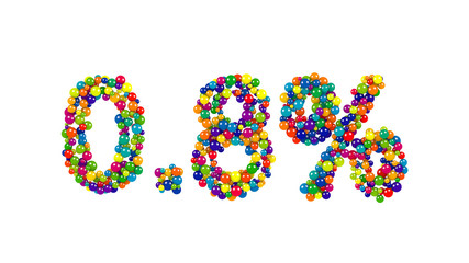 Point eight percent made from colorful balls
