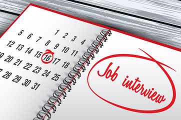 Job Interview Day mark on calendar, vector illustration