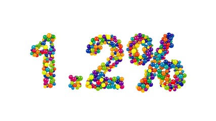 Colorful sweets arranged in shape of 1.2%