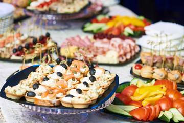 Delicious appetizer at served table in restaurant