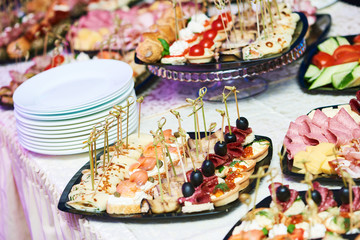 Delicious appetizer at served table in restaurant