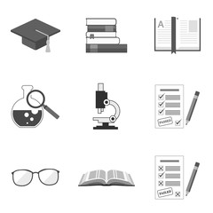 Set of education icons and symbols in trendy flat style isolated