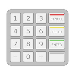 Keypad of an automated teller machine.