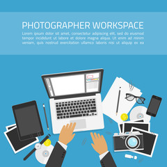 Photographer workspace concept.