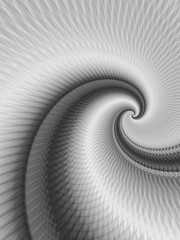 The Big Wave Spiral in Monochrome / An abstract fractal image with a spiral wave design in black and white, 