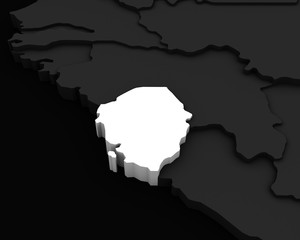 sierra leone map 3D illustration