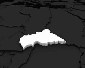 central african republic map 3D illustration