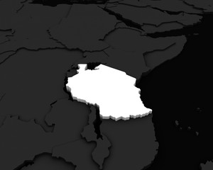 tanzania map 3D illustration