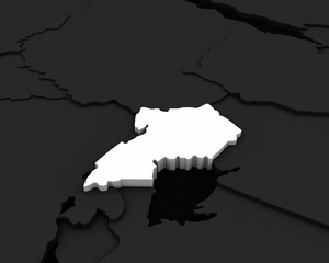 uganda map 3D illustration