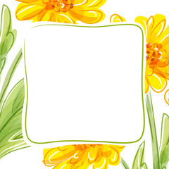 Vector floral background with yellow flowers