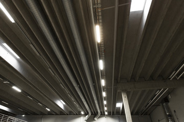 warehouse ceiling with lamps