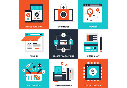 9 Four-Color Square Shopping Icons