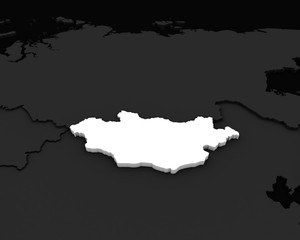mongolia map 3D rendering
