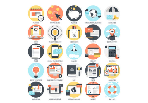 25 Detailed Circular Business Icons 2