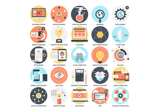 25 Detailed Circular Business Icons 3