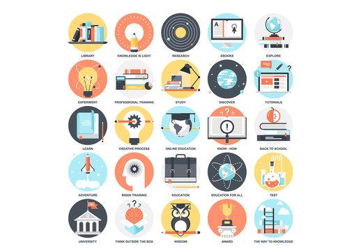 25 Detailed Circular Education and Learning Icons