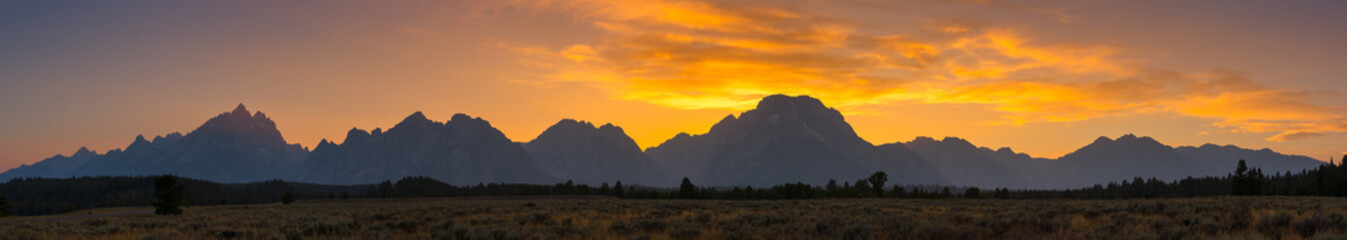 Sunset Panorama in Grand Teton National Park 