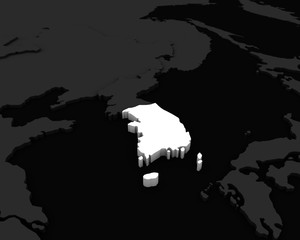 south korea map 3D rendering