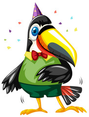 Obraz na płótnie Canvas Toucan bird wearing party hat