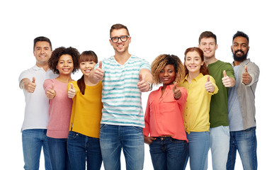 international group of people showing thumbs up