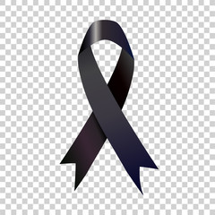 Stock vector illustration black awareness ribbon on transparent background.vector