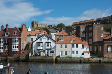 Whitby Abbey above the town in Yorkshire England