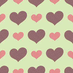 Fototapeta na wymiar A seamless pattern with big and small hearts 
