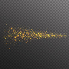 Magic Glitter Stars Sparkles wave on transparent background. Shining Light Trail. Vector Illustration.