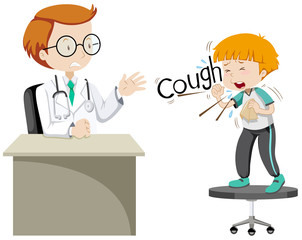 Doctor giving treatment to sick boy