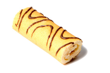 biscuit Swiss roll isolated on white background