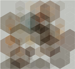 Vector hexagonal grey-brown background