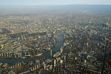 Fototapeta na wymiar Aerial view of Central London from an airplane window