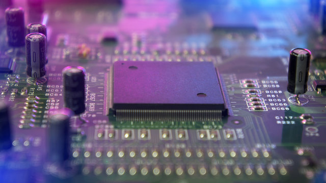Microchips on a circuit board.