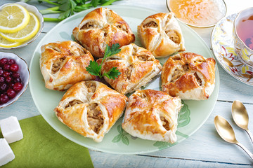 Baked open pies with filling